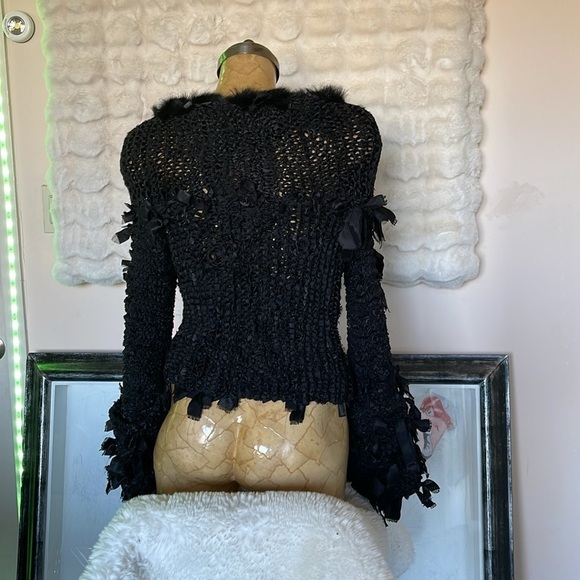 HANDCRAFTED  Sinta Margot handmade knitted  black sweater jacket no sewing - Picture 4 of 17